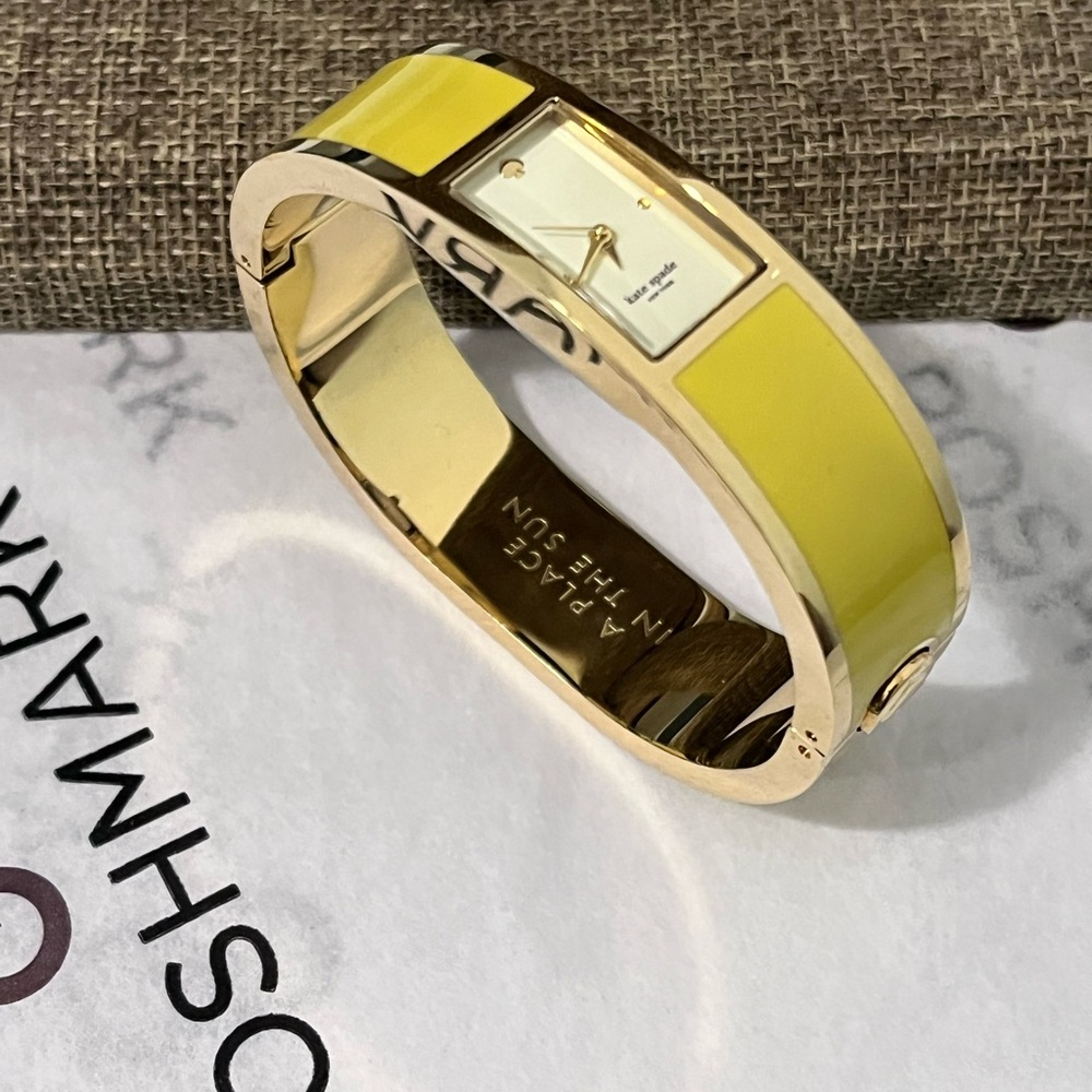 KATE SPADE NY CAROUSEL PRE-LOVED AUTHENTIC YELLOW/12K GOLD-PLATED ENAMEL WATCH